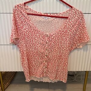 O’Neill Short Sleeve Crop top button down front size S